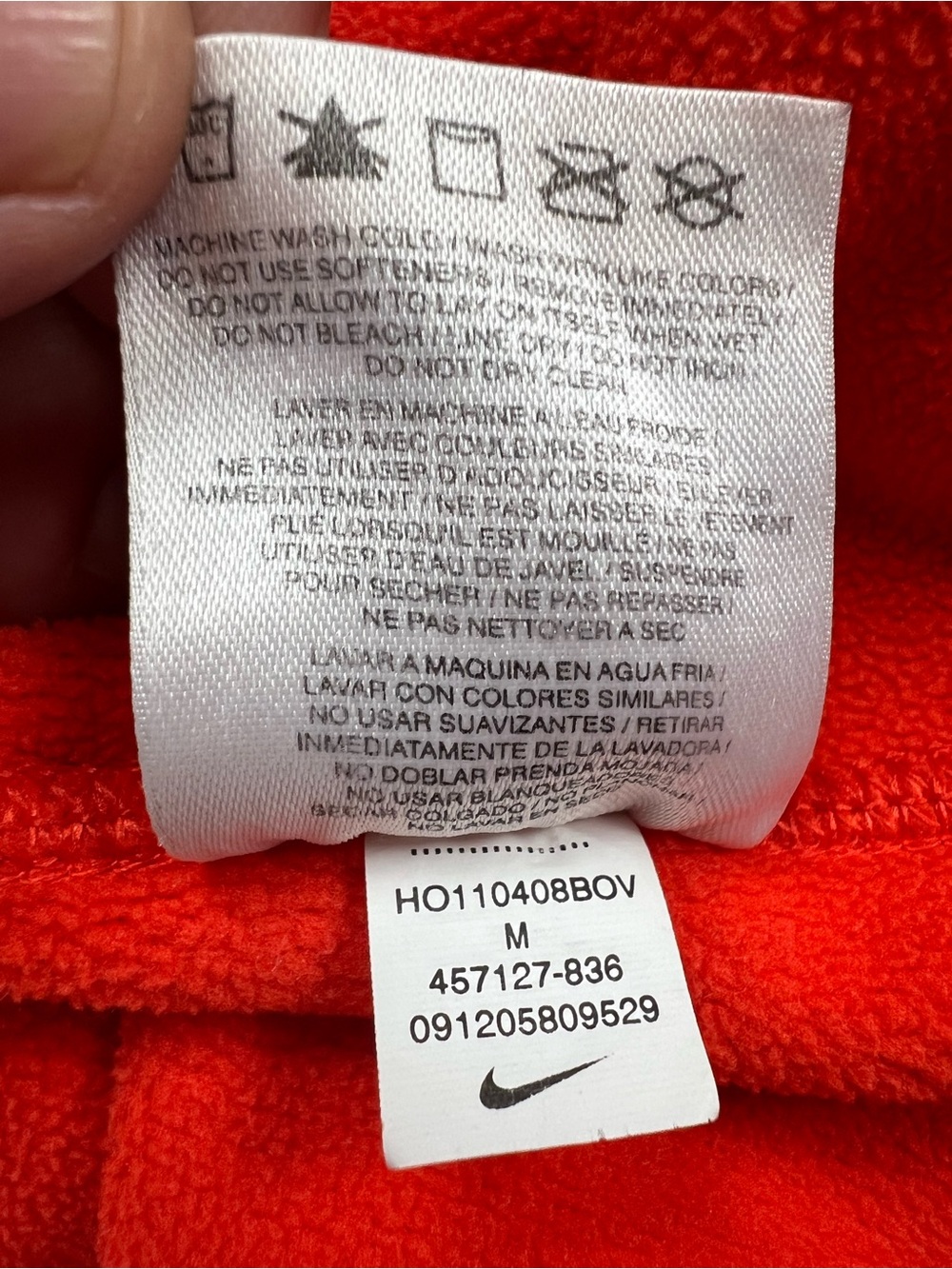 Nike Women’s Therma-FIT Colorblock Pullover Hoodie in Bright Orange & Purple - Picture 10 of 11